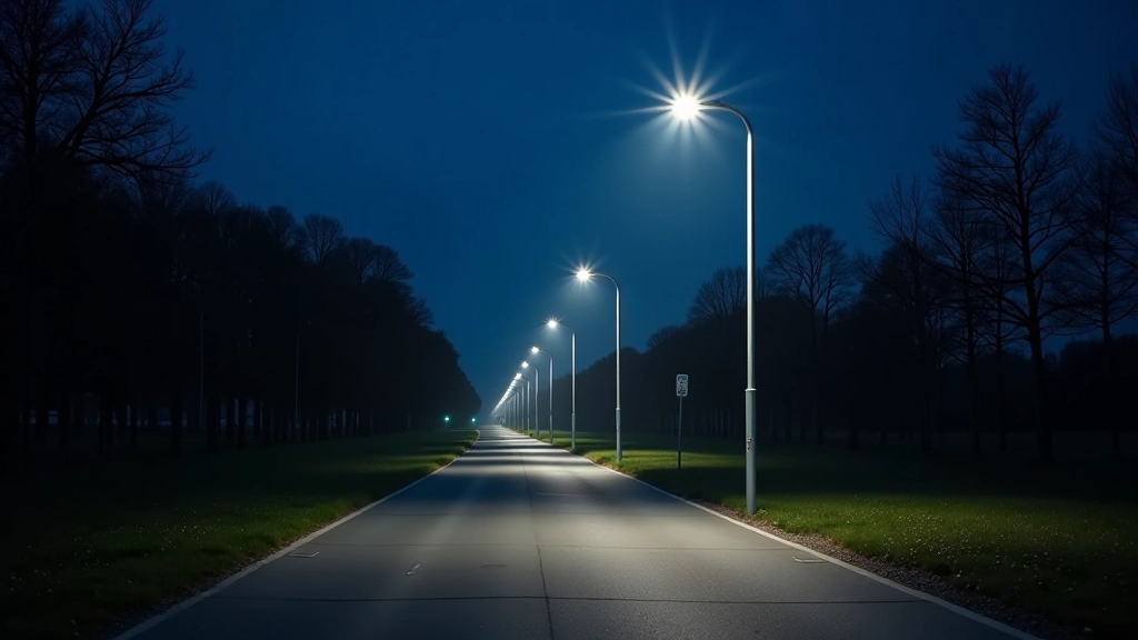 Ventspils viedais apgaismojums naktī — daļa lampu izslēgtas, daļa spīd dimmēts gaismas līmenī