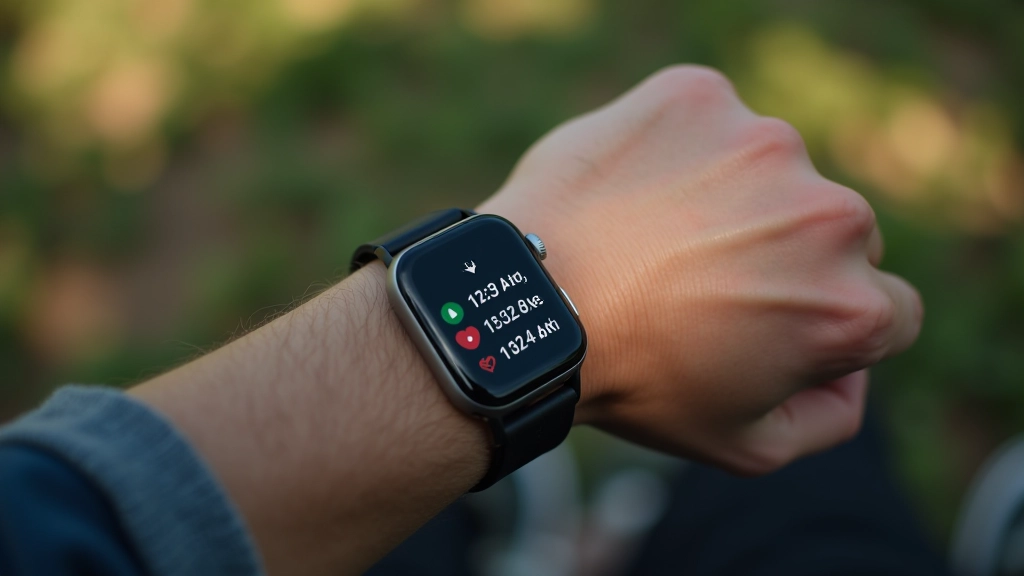 Viedais fitnesa izsekotājs, kas parāda aktivitātes un veselības datus uz displeja